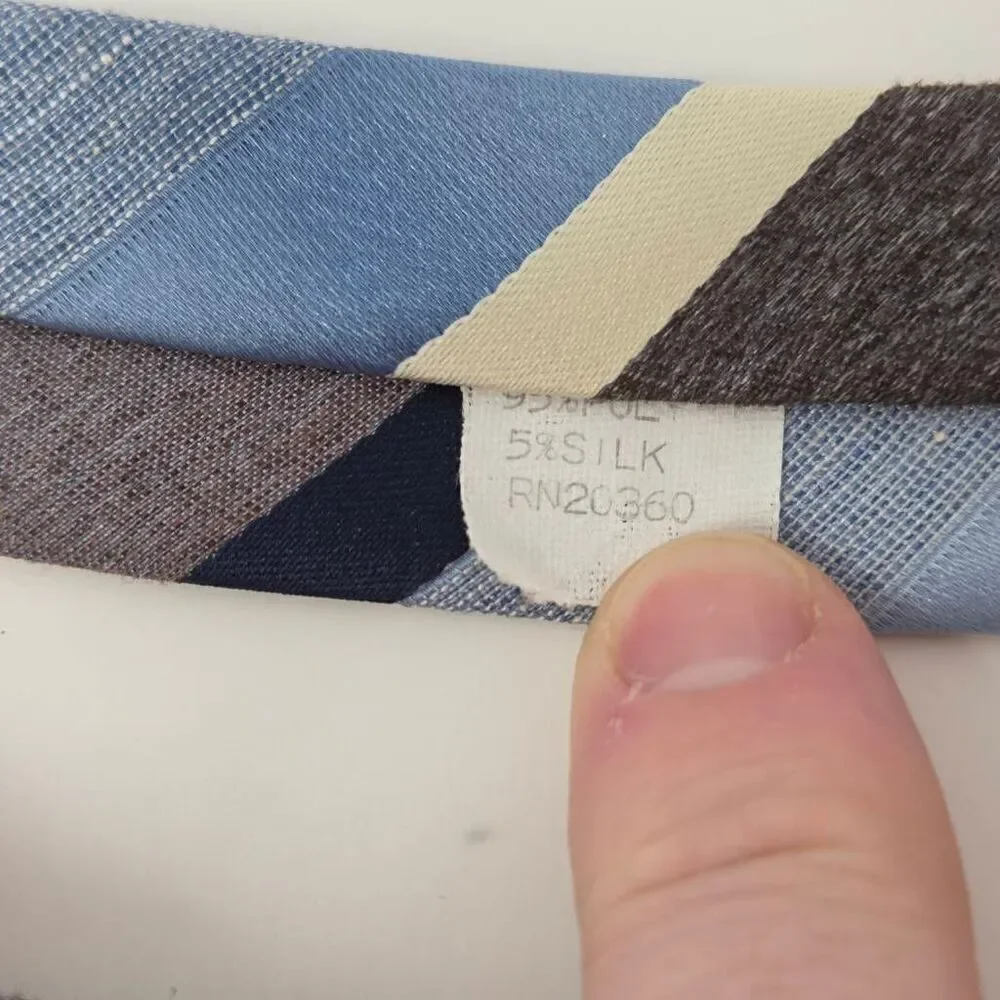 DINO ORSINI POLYESTER TIE BLUE GRAY HEATHER STRIPE VINTAGE 70'S SATIN 3